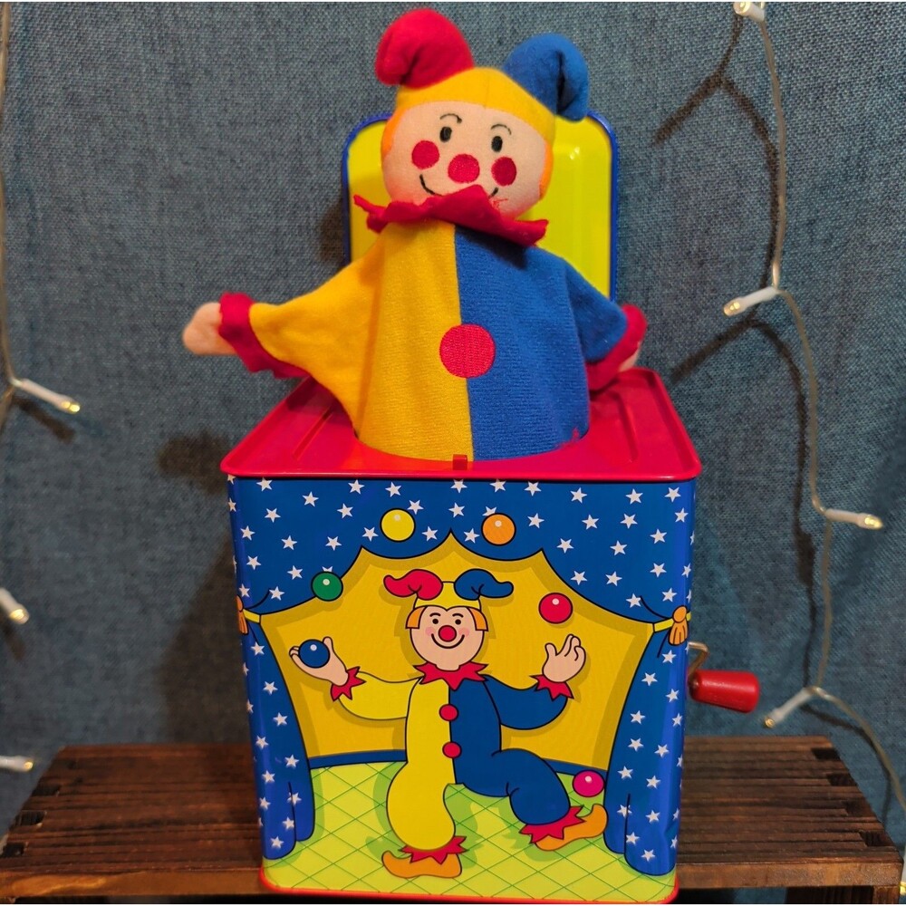 Schylling Jester Jack In The Box Tin Musical Toy 1997 Vintage Working Tested